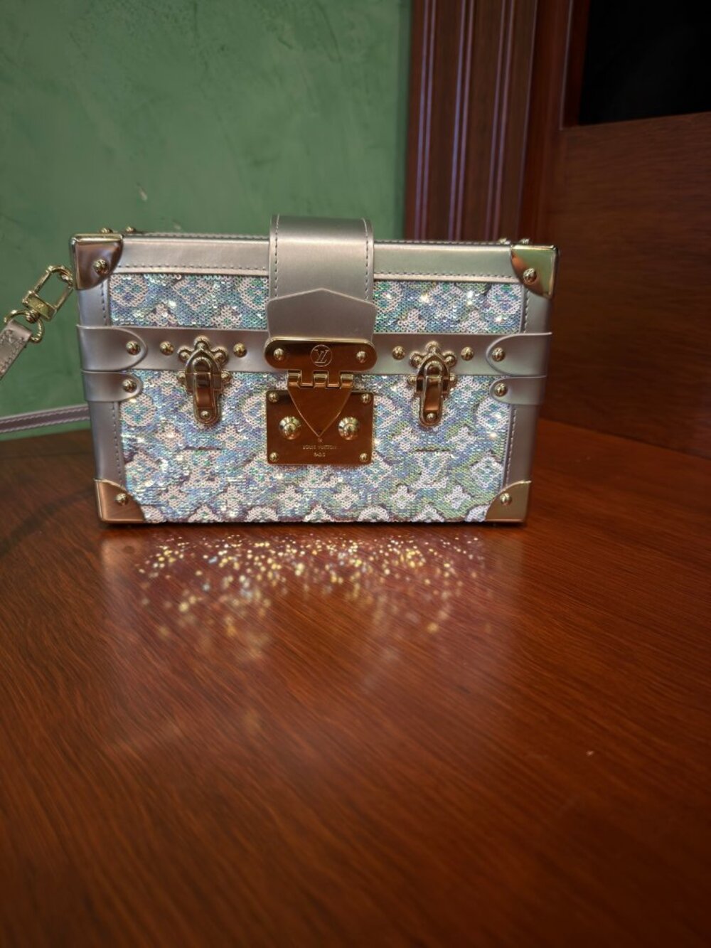 Louis Vuitton Petite Malle Sequin Monogram Silver — Entrupy Authenticated - Picture 2 of 14